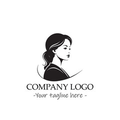 a woman silhouette black and white illustration for logo company vector image