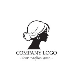 a woman silhouette black and white illustration for logo company vector image