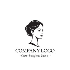 a woman silhouette black and white illustration for logo company vector image