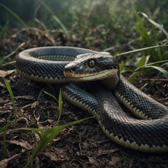 Obraz premium A snake with a human-like face, both beautiful and eerie.
