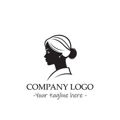 a woman silhouette black and white illustration for logo company vector image
