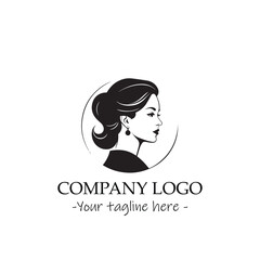 a woman silhouette black and white illustration for logo company vector image