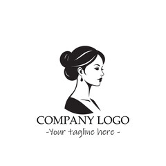 a woman silhouette black and white illustration for logo company vector image