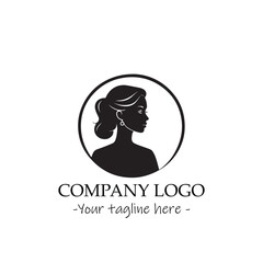 a woman silhouette black and white illustration for logo company vector image