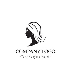 a woman silhouette black and white illustration for logo company vector image