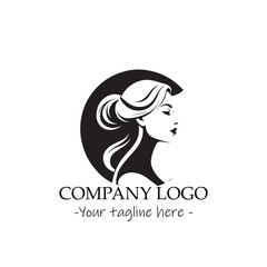 a woman silhouette black and white illustration for logo company vector image