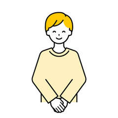 上半身のポーズ_シンプルな大人の男性19