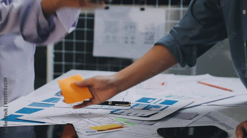 Wall mural website designer, creative planning phone app development template layout framework wireframe design