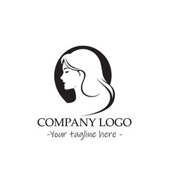 a woman silhouette black and white illustration for logo company vector image