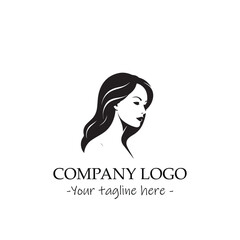 a woman silhouette black and white illustration for logo company vector image