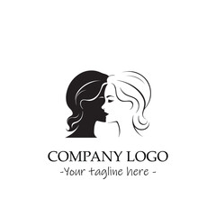 a woman silhouette black and white illustration for logo company vector image