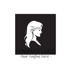 a woman silhouette black and white illustration for logo company vector image
