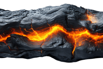 Lava flow showcasing fiery orange glow against rugged dark rock texture, representing the power of nature's forces.
