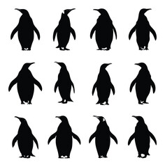 Simple Black and White Penguin Silhouettes for Design