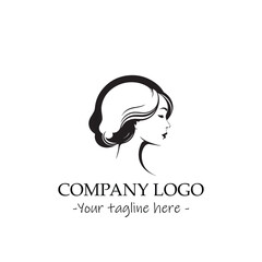 a woman silhouette black and white illustration for logo company vector image