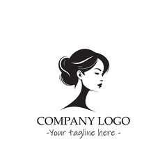 a woman silhouette black and white illustration for logo company vector image
