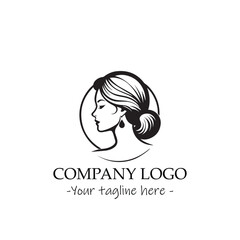 a woman silhouette black and white illustration for logo company vector image