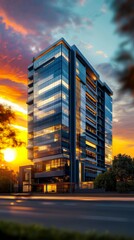 Modern Skyscraper Sunset  Cityscape  Twilight  Architecture  Building