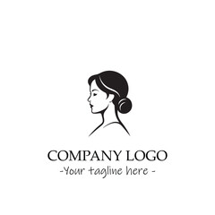 a woman silhouette black and white illustration for logo company vector image