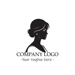 a woman silhouette black and white illustration for logo company vector image