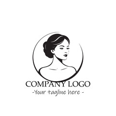 a woman silhouette black and white illustration for logo company vector image