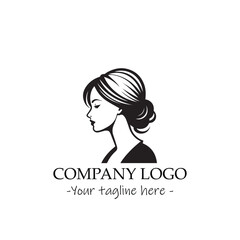 a woman silhouette black and white illustration for logo company vector image