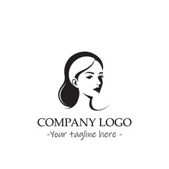 a woman silhouette black and white illustration for logo company vector image