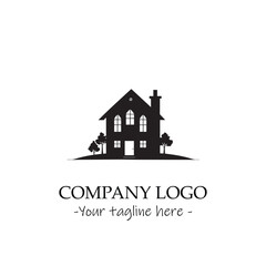 a house silhouette black and white illustration for logo company vector image