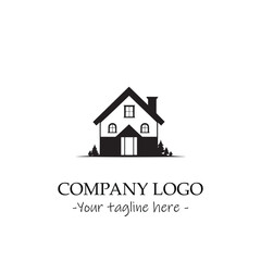 a house silhouette black and white illustration for logo company vector image