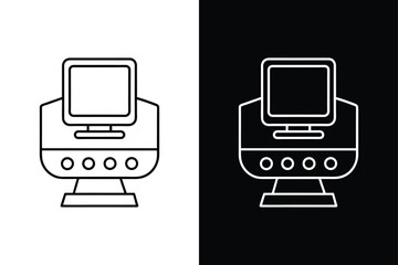 Flat Ultrasound Device Icon. Minimalist Black & White Vector Design