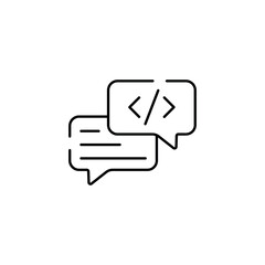 Code Chat icon design with white background stock illustration