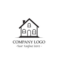 a house silhouette black and white illustration for logo company vector image