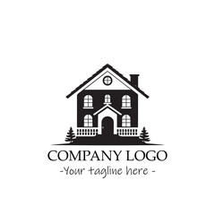 a house silhouette black and white illustration for logo company vector image