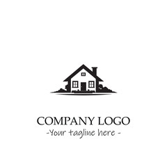 a house silhouette black and white illustration for logo company vector image