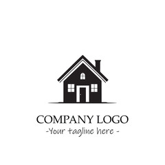 a house silhouette black and white illustration for logo company vector image