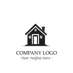 a house silhouette black and white illustration for logo company vector image