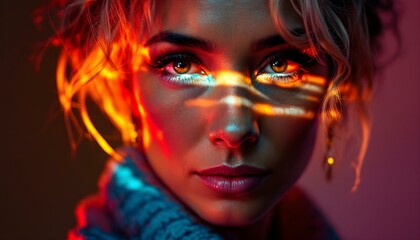 Woman's Portrait with Play of Light and Shadow