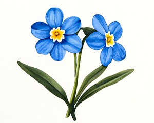 Naklejka premium Blue ForgetMeNots Watercolor Flowers.