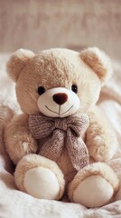 Obraz premium A fluffy teddy bear wearing a bow tie looks adorable