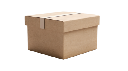 Cardboard Box: A simple, yet sturdy, cardboard box, meticulously sealed and ready for the journey of goods and products; it captures the essence of packaging, shipping, and delivery in a modern world.