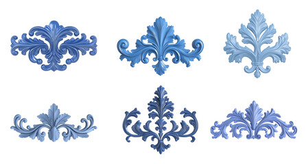 Obraz premium Vintage baroque ornament PNG cut out collection for classic interior design