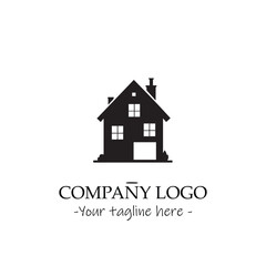 a house silhouette black and white illustration for logo company vector image