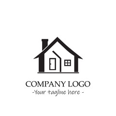 a house silhouette black and white illustration for logo company vector image