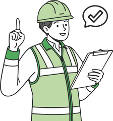 Cartoon doctor and builder holding clipboards illustration