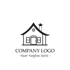 a house silhouette black and white illustration for logo company vector image