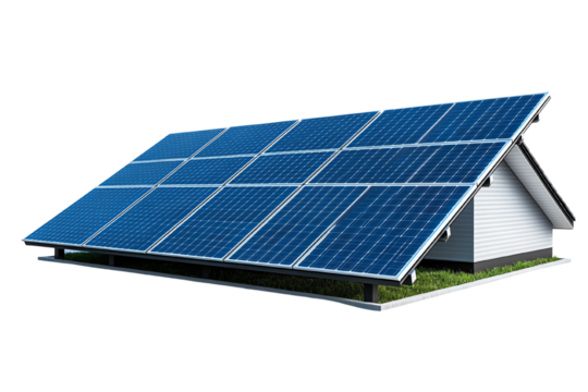 Solar panels installed on a modern roof, symbolizing renewable energy and sustainability.