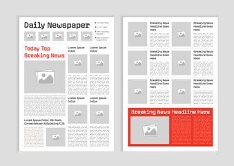 News column articles newsprint magazine design. Newspaper layout template. Brochure newspaper sheets. Editorial journal vector template design