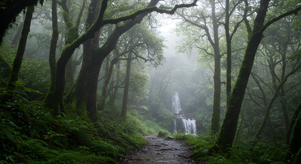 Obraz premium Mystical Rainforest Shrouded in Mist
