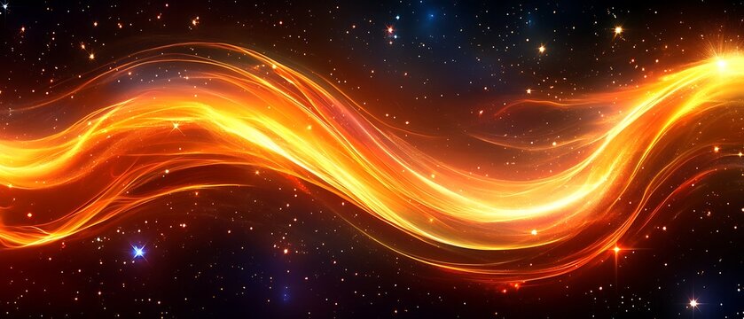 A flowing golden energy pattern against a dark starry backdrop