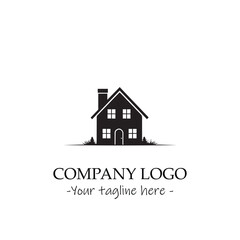 a house silhouette black and white illustration for logo company vector image